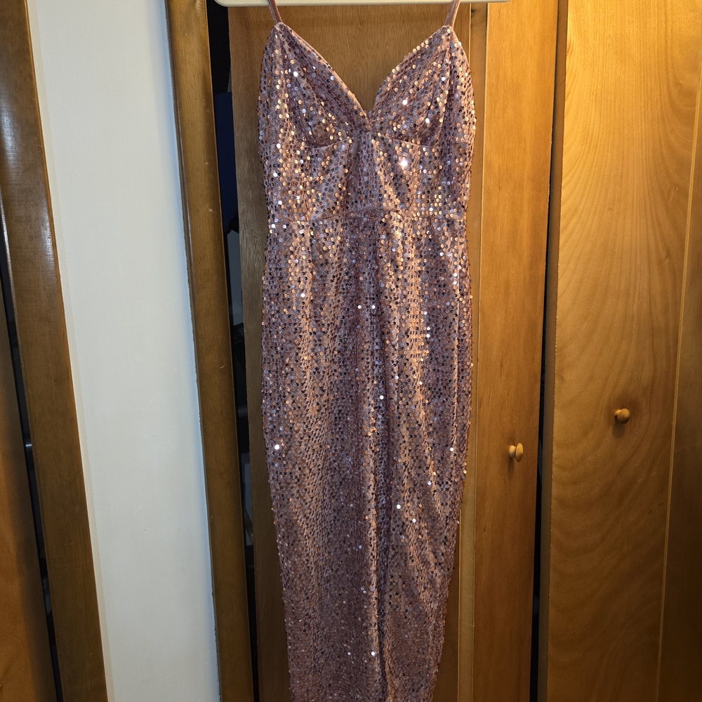 Elegant Sequin Pink Dress